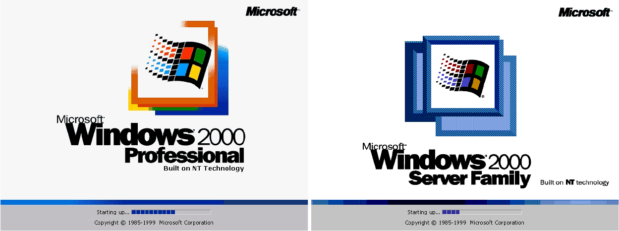 Windows 2000 Pro and Server Title Screens (2000)
